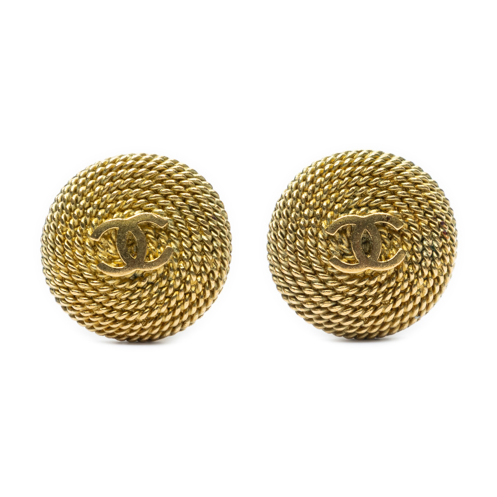 Chanel CC Twisted Rope Round Clip On Earrings